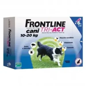 Frontline Tri-Act Antiparassitario per Cani 6 Pipette 2ml 10-20Kg – Protezione Efficace contro Zecche, Pulci e Parassiti